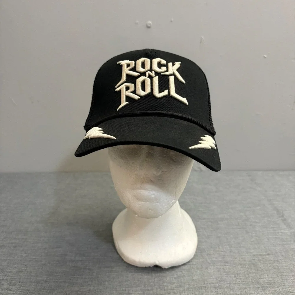 American Needle Trucker Hat Mens OSFA‎ Blk Rock & Roll Hall of Fame Y2K Mesh Cap